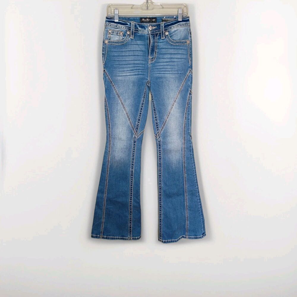 Miss Me Women's Jeans Heaven Style Flare Contrast Stitching Size 27 Boho Western
